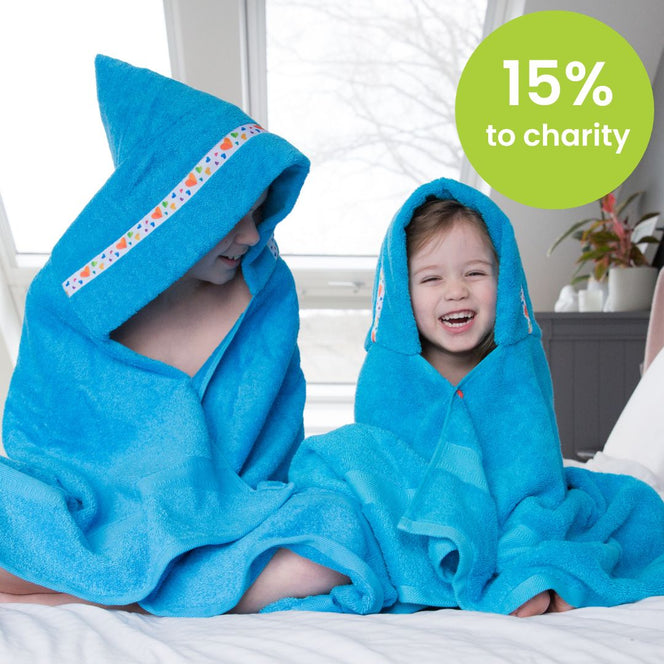 'Wrapped in Love' kids charity hooded towel (Standard, turquoise)