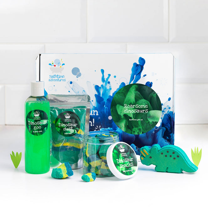 Dinosaur 4-piece bath time gift set