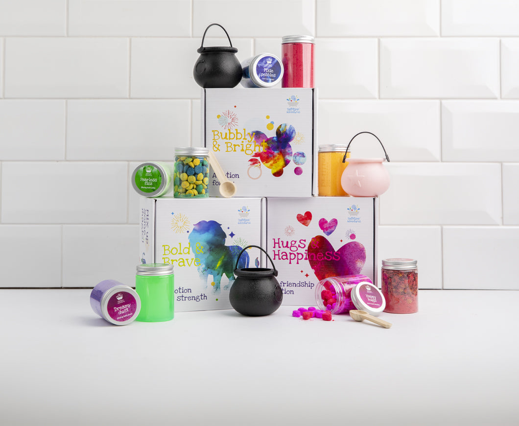Collection of potion kits in beautiful boxes