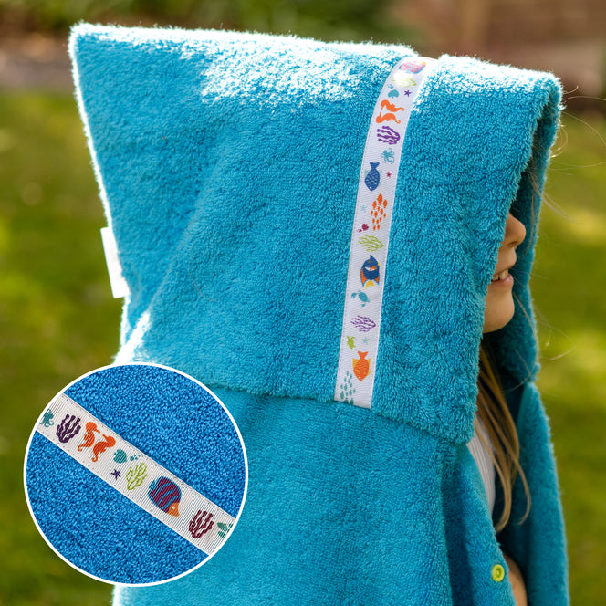 Coral Reef kids hooded towel (Standard, turquoise)