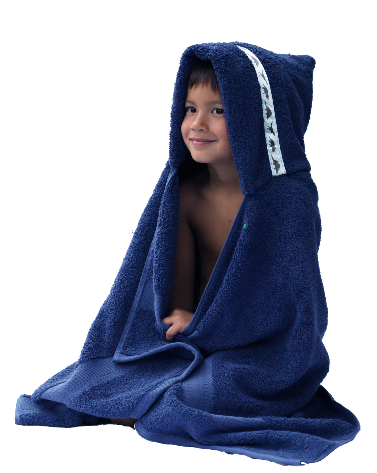 Dinosaurs kids hooded towel (Standard, blue)