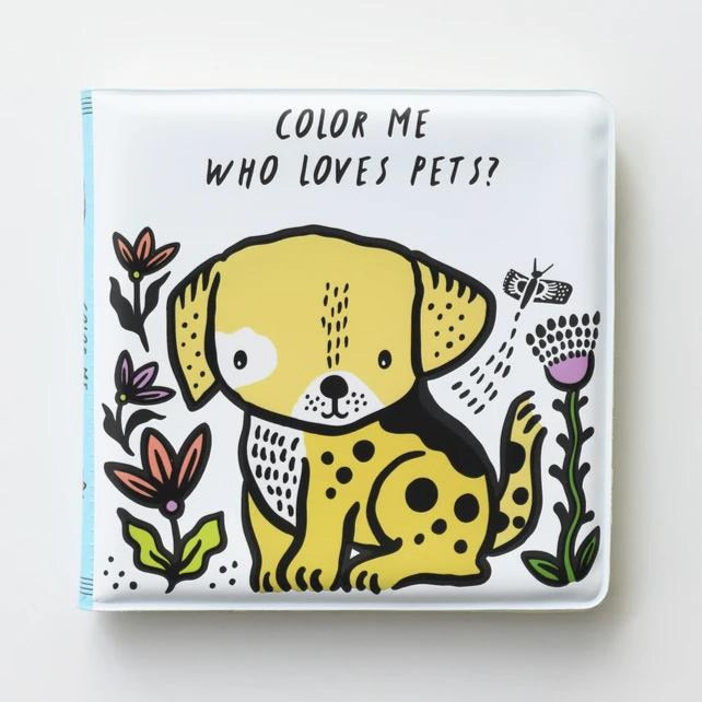 Cover of a bath book about pets that changes colour when it gets wet