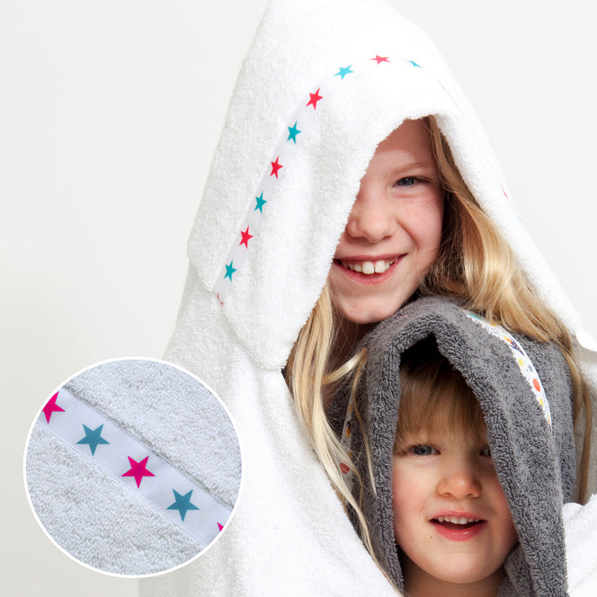 Pink aqua stars kids hooded towel (Jumbo, white)